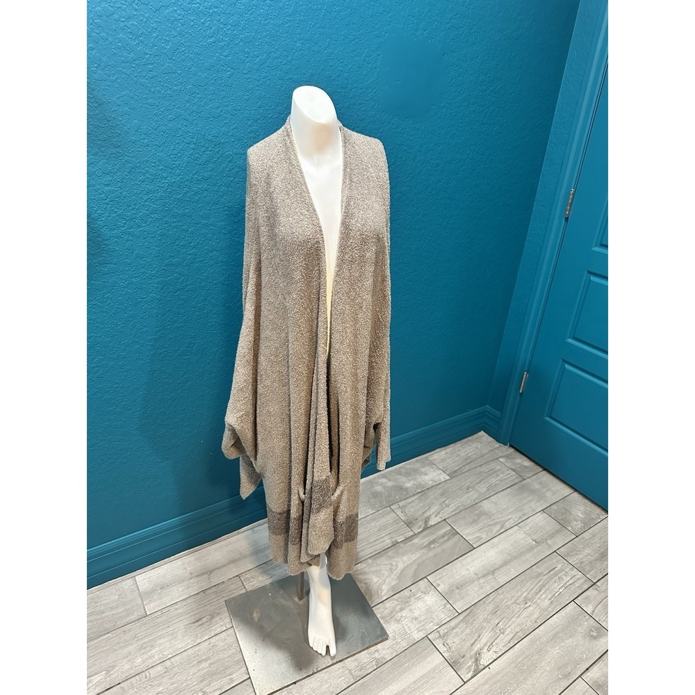 Barefoot Dreams CozyChic Lite Cliffside Brown Rib Knit Cardigan Sweater One Size